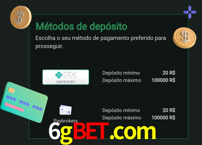 O cassino 6gbet.com oferece uma grande variedade de métodos de pagamento